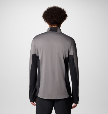 Men's Three Pitch Technical Half Zip, Color: City Grey, Black, image 2