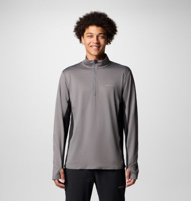 Men's Three Pitch Technical Half Zip, Color: City Grey, Black, image 1