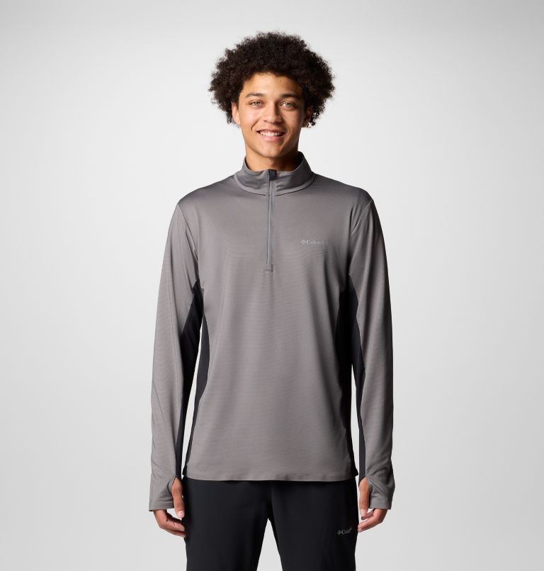 Maglia tecnica con cerniera a metà lunghezza Three Pitch da uomo, Color: City Grey, Black, image 1
