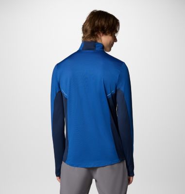 Men's Three Pitch Technical Half Zip, Color: Mtn Blue, Coll Navy, image 2