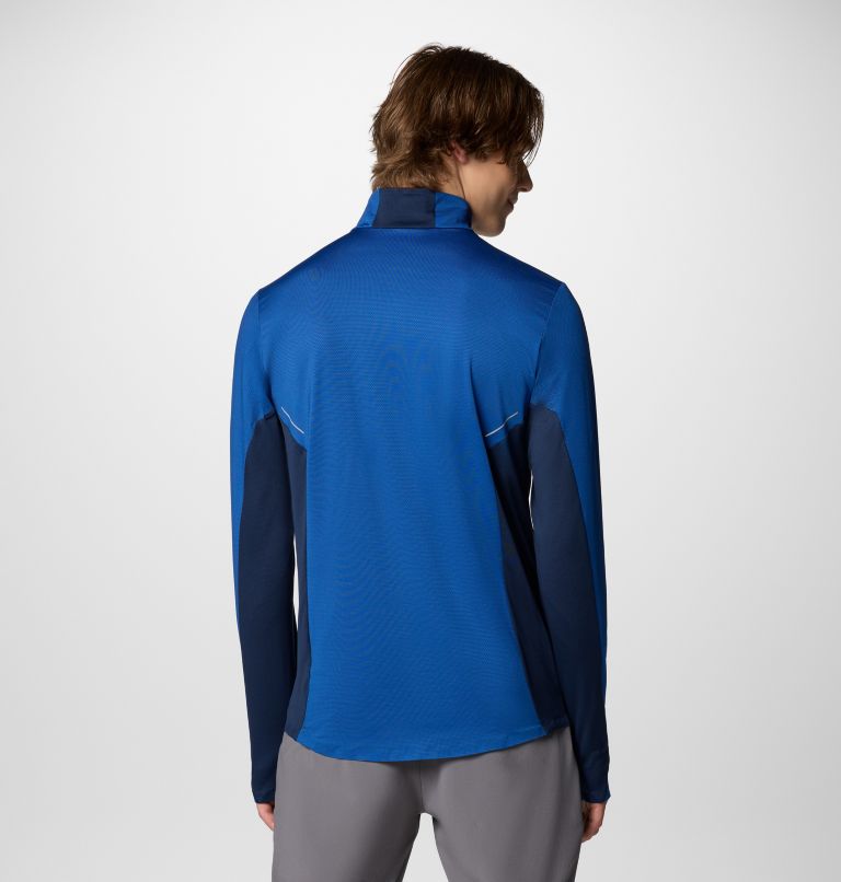 Demi-zip Technique Three Pitch Homme, Color: Mtn Blue, Coll Navy, image 2