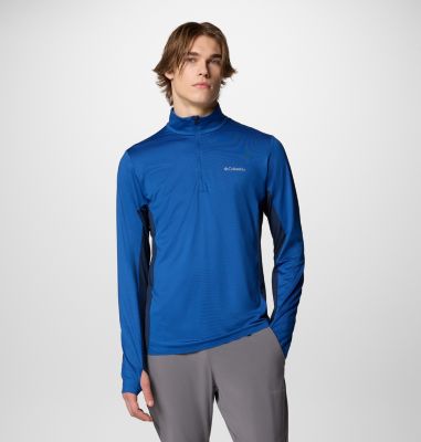 Men's Three Pitch Technical Half Zip, Color: Mtn Blue, Coll Navy, image 1