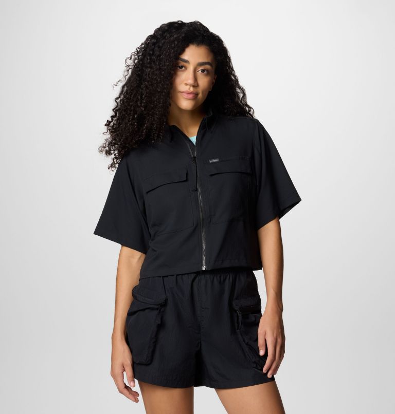 Women's Elevated View Utility Short Sleeve Shirt, Color: Black, image 1