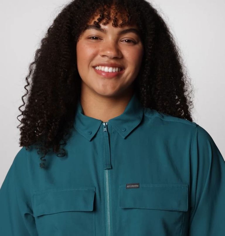 Women's Elevated View Utility Short Sleeve Shirt, Color: River Blue
