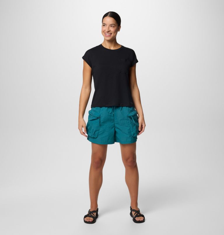 Women's Elevated View Cargo Shorts, Color: River Blue, image 6