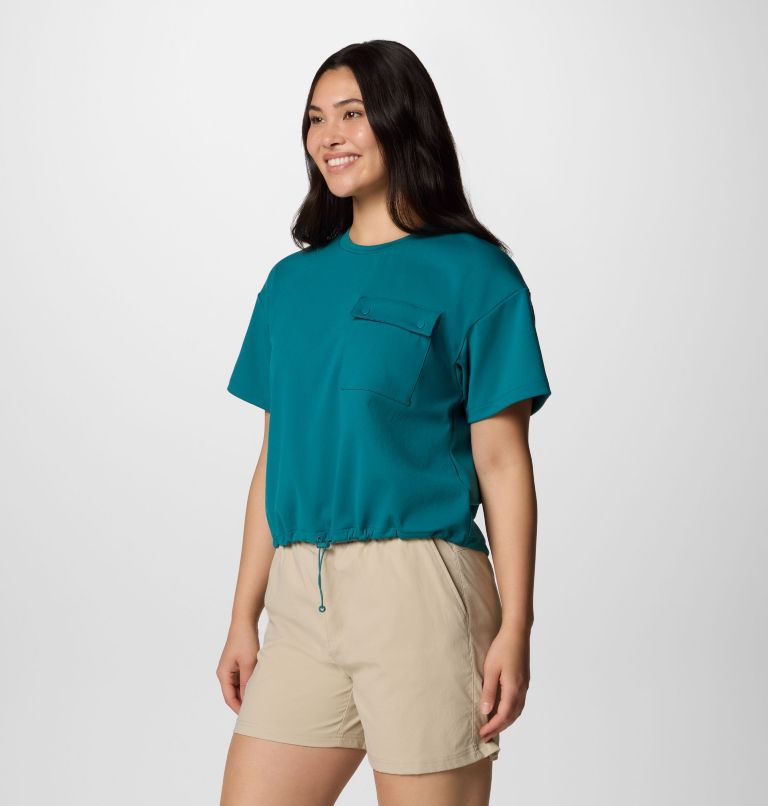 Women's Granite Point Knit Short Sleeve Shirt, Color: River Blue, image 3