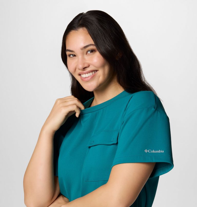 Women's Granite Point Knit Short Sleeve Shirt, Color: River Blue, image 4
