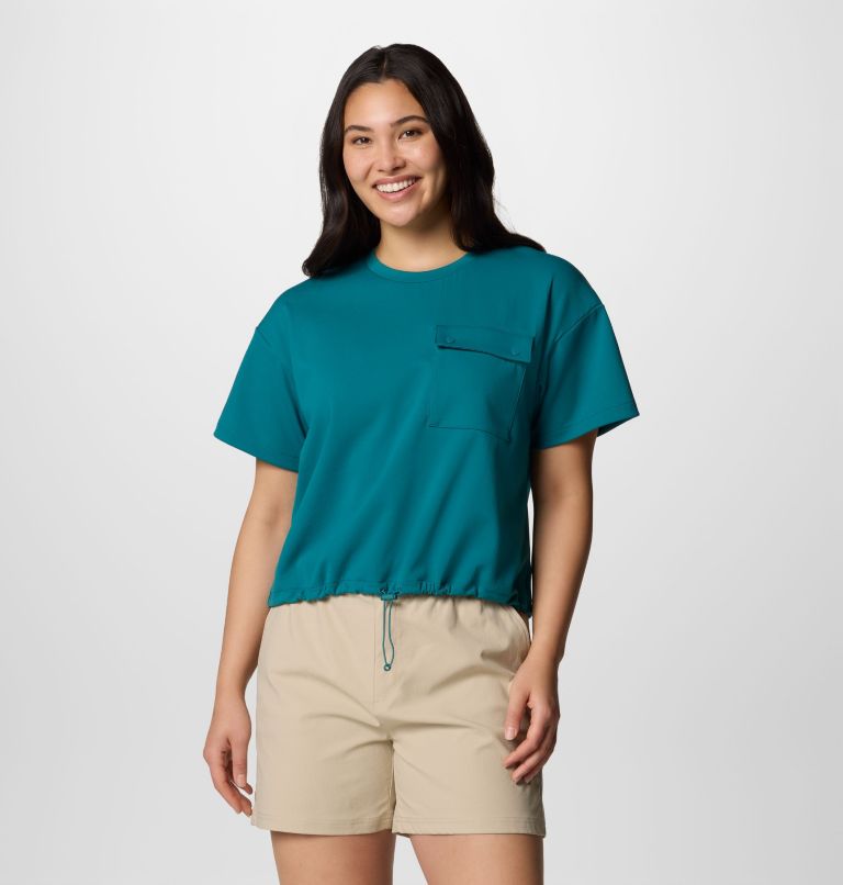 Women's Granite Point Knit Short Sleeve Shirt, Color: River Blue, image 1