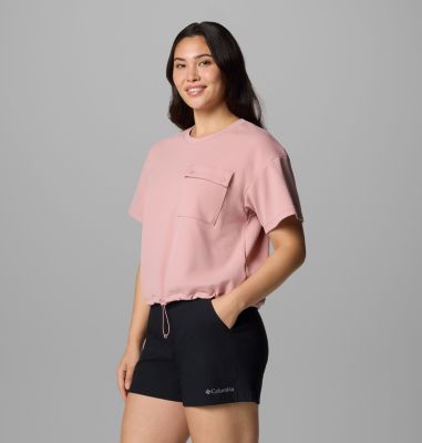 Women's Granite Point Knit Technical T-Shirt, Color: Eraser Pink, image 3