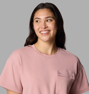 Women's Granite Point Knit Technical T-Shirt, Color: Eraser Pink, image 4
