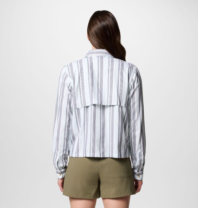 Women's Brea Falls Woven Patterned Long Sleeve Shirt, Color: Collegiate Navy Waterfall Stripe, image 2