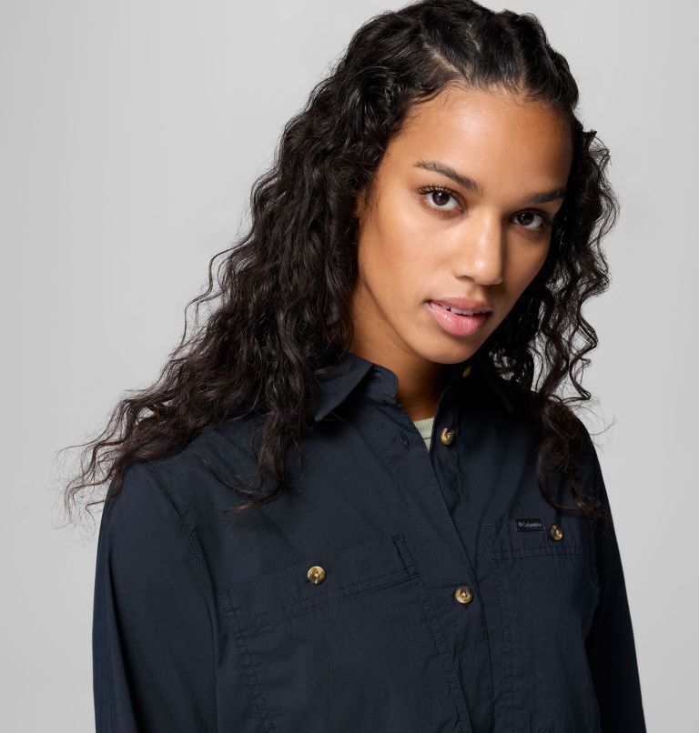 Women's Brea Falls Woven Long Sleeve Shirt, Color: Black, image 5