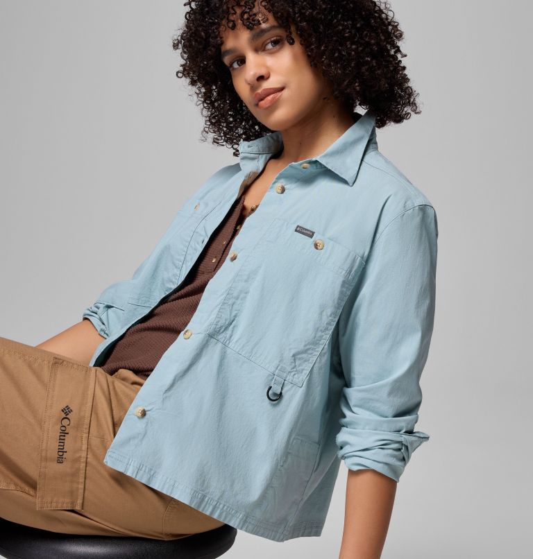 Women's Brea Falls Woven Long Sleeve Shirt, Color: Crushed Blue, image 4