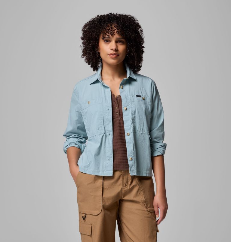 Women's Brea Falls Woven Long Sleeve Shirt, Color: Crushed Blue, image 1