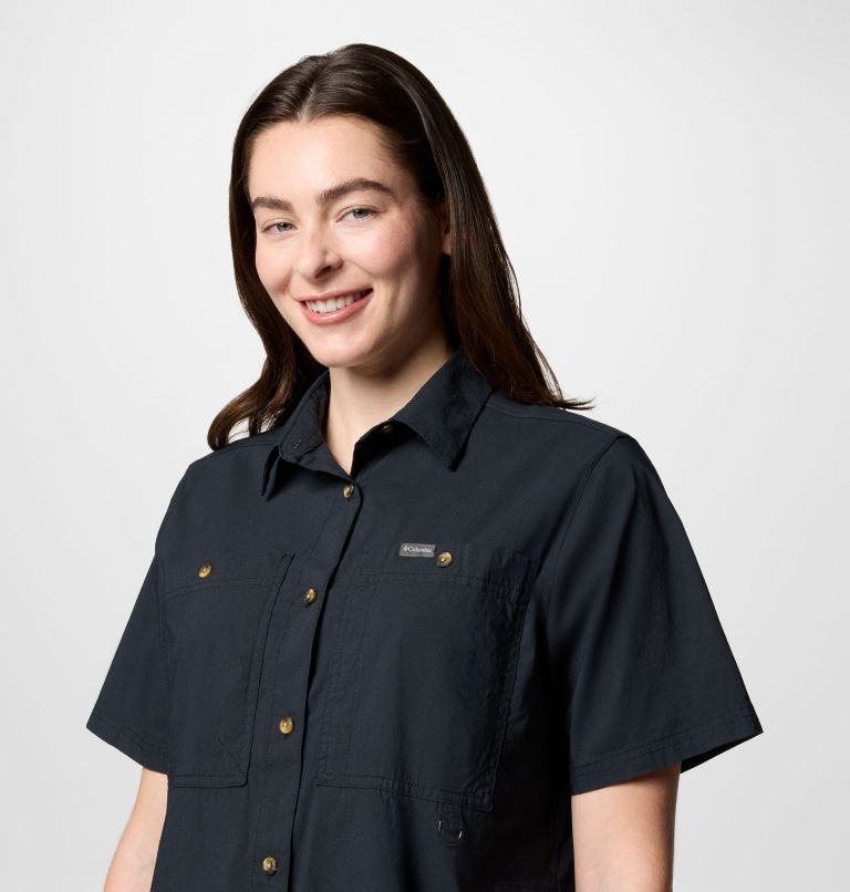 Women's Brea Falls Woven Short Sleeve Shirt, Color: Black, image 4