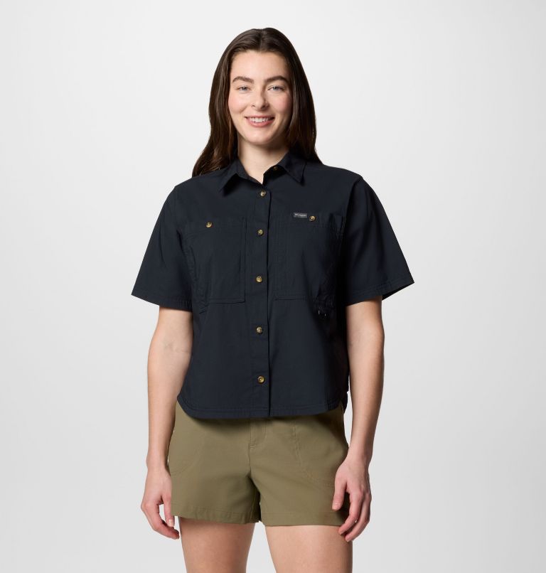 Women's Brea Falls Woven Short Sleeve Shirt, Color: Black, image 1