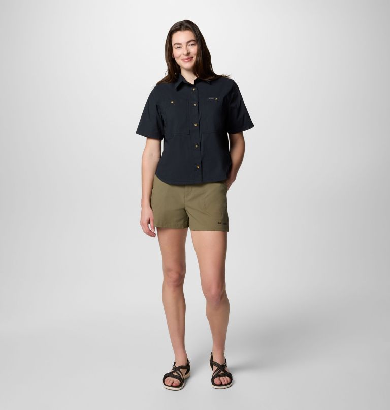 Women's Brea Falls Woven Short Sleeve Shirt, Color: Black, image 6