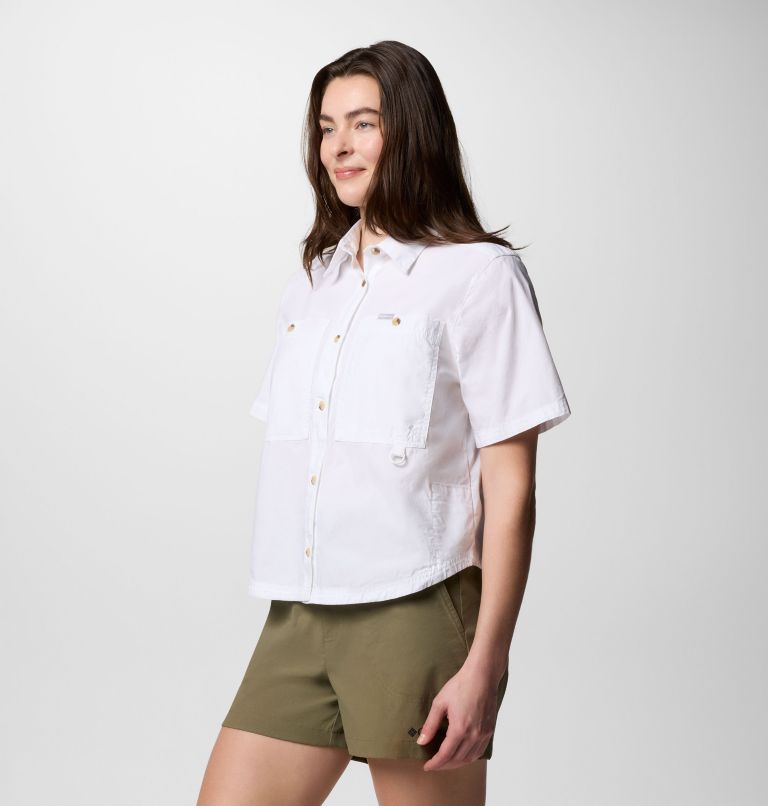 Women's Brea Falls Woven Short Sleeve Shirt, Color: White, image 3