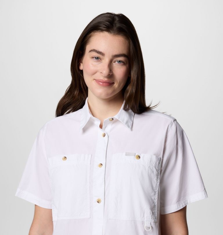 Women's Brea Falls Woven Short Sleeve Shirt, Color: White, image 4