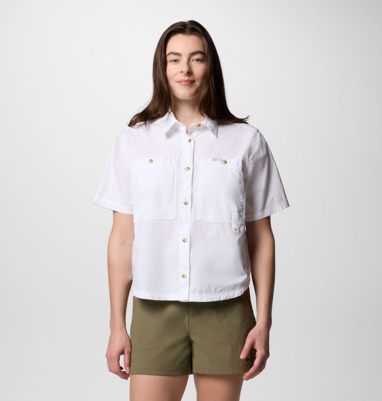 Women's Brea Falls Woven Short Sleeve Shirt, Color: White, image 1