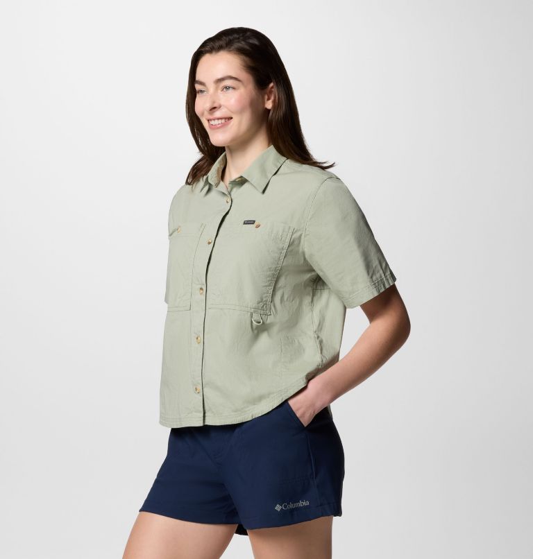 Women's Brea Falls Woven Short Sleeve Shirt, Color: Safari, image 3