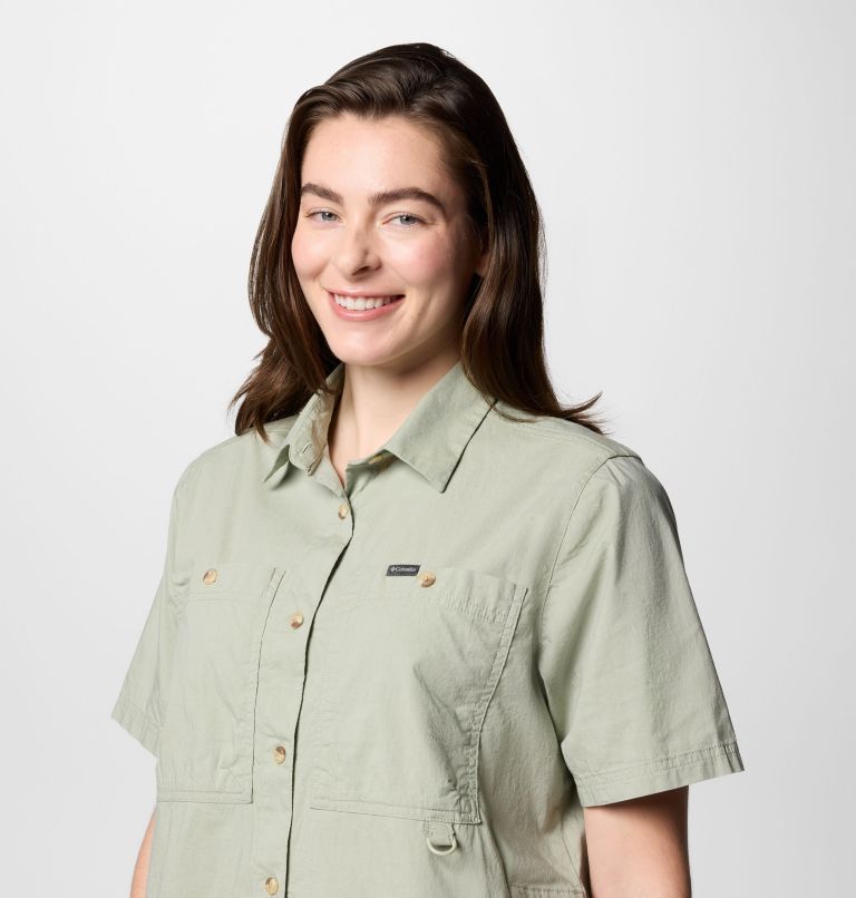 Women's Brea Falls Woven Short Sleeve Shirt, Color: Safari, image 4