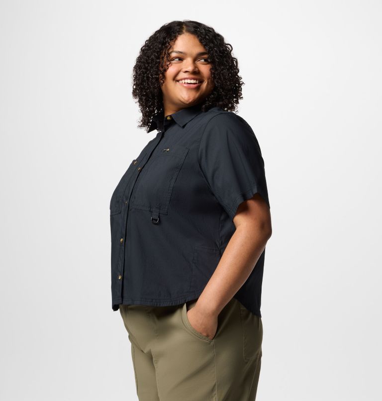 Women's Brea Falls Woven Short Sleeve Shirt - Plus Size, Color: Black, image 3