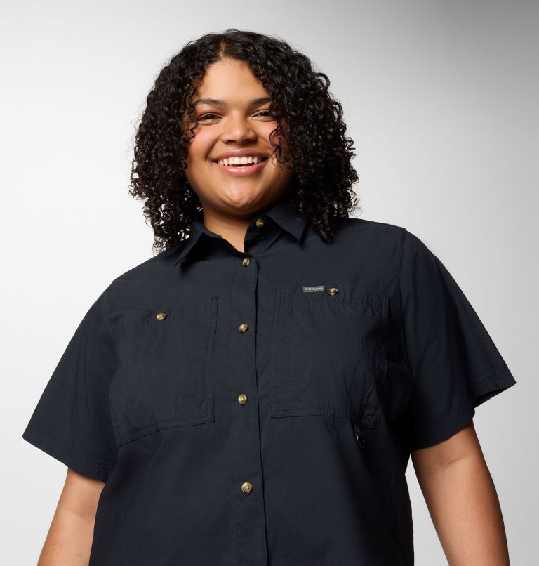 Women's Brea Falls Woven Short Sleeve Shirt - Plus Size, Color: Black, image 4