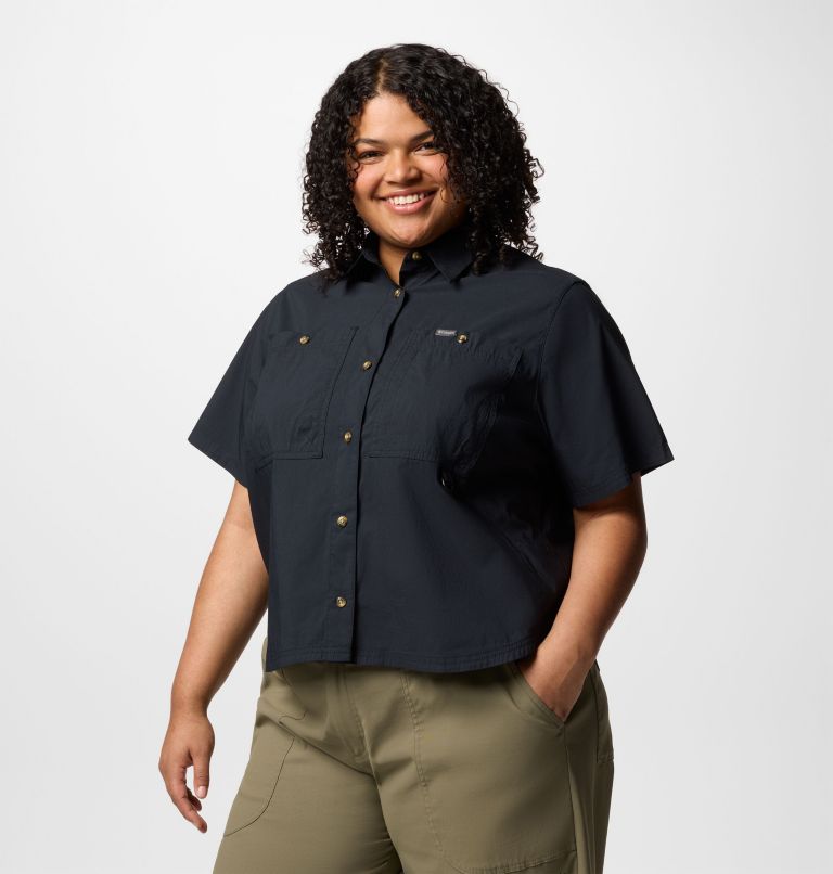 Women's Brea Falls Woven Short Sleeve Shirt - Plus Size, Color: Black, image 1