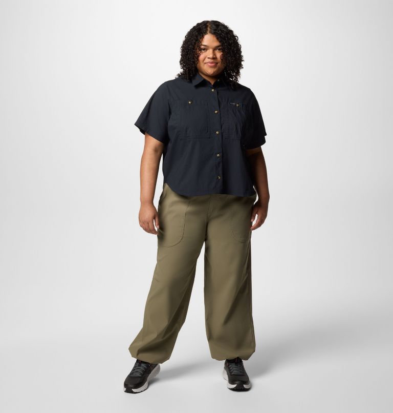 Women's Brea Falls Woven Short Sleeve Shirt - Plus Size, Color: Black, image 6