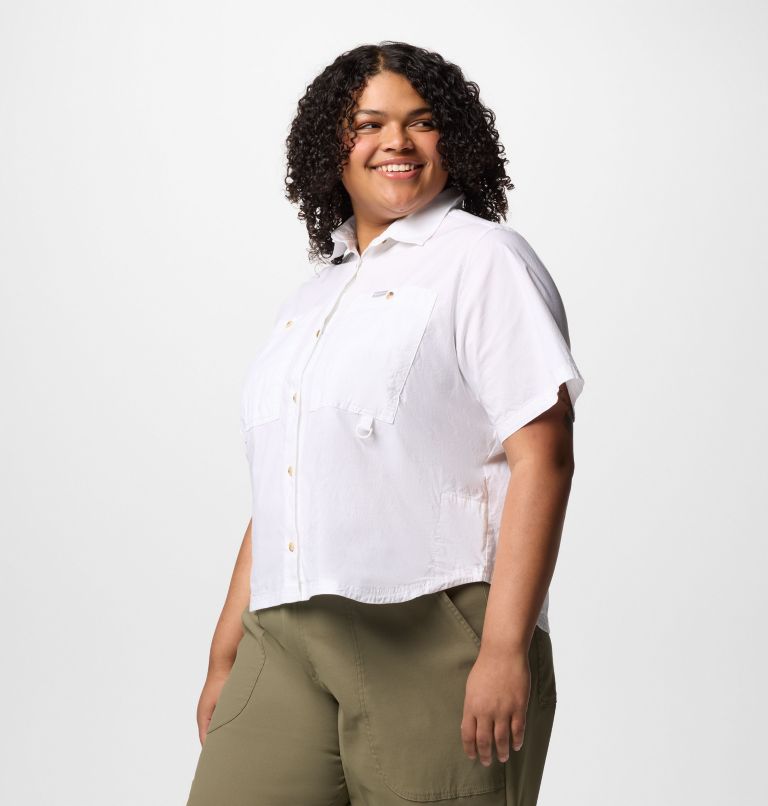 Women's Brea Falls Woven Short Sleeve Shirt - Plus Size, Color: White, image 3