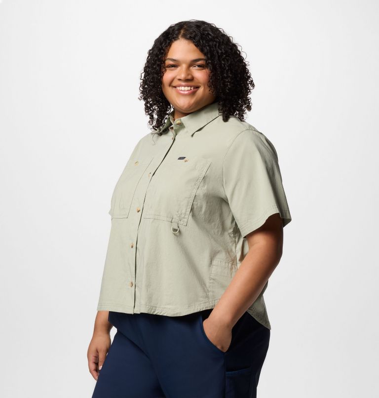 Women's Brea Falls Woven Short Sleeve Shirt - Plus Size, Color: Safari, image 3