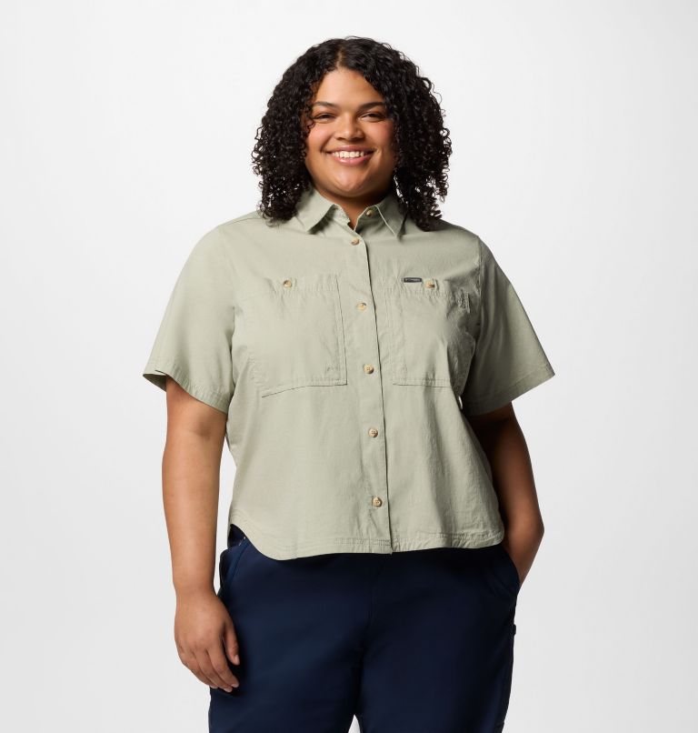 Women's Brea Falls Woven Short Sleeve Shirt - Plus Size, Color: Safari, image 1