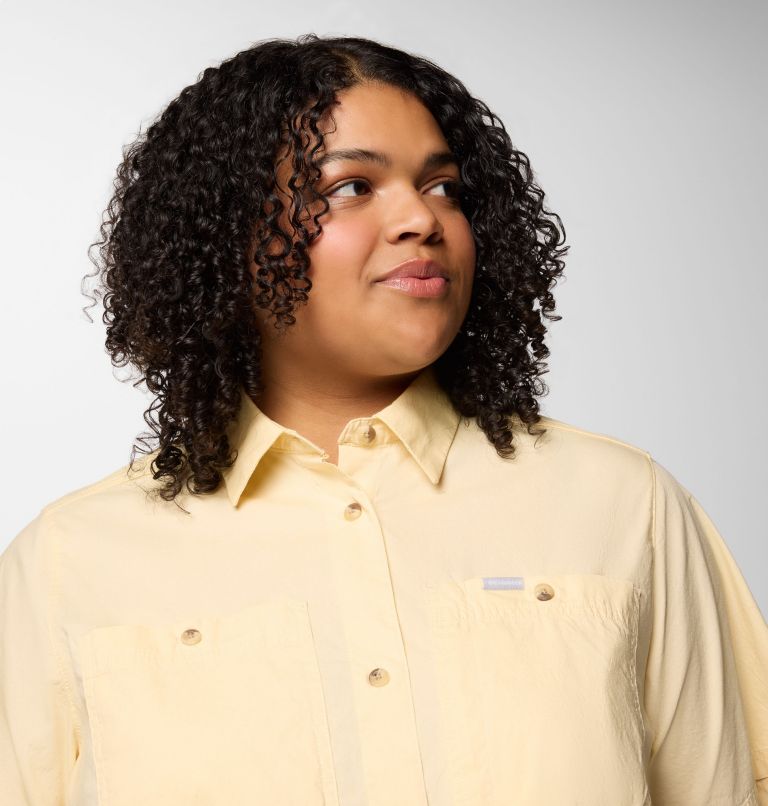 Women's Brea Falls Woven Short Sleeve Shirt - Plus Size, Color: Lemon Wash, image 4
