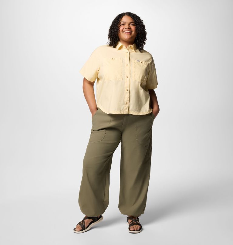 Women's Brea Falls Woven Short Sleeve Shirt - Plus Size, Color: Lemon Wash, image 6