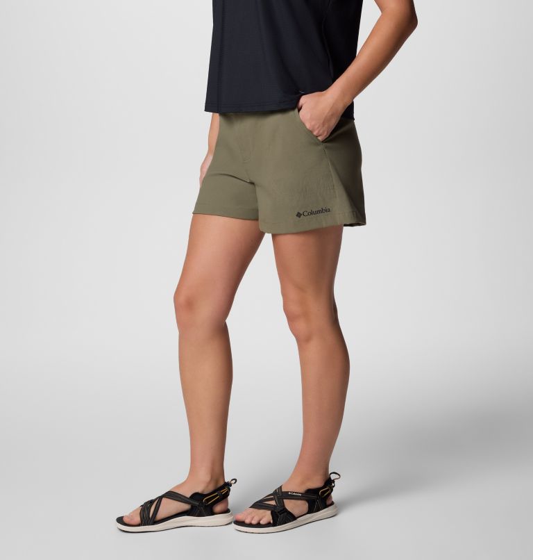 Women's Brea Falls Nylon Hiking Shorts, Color: Stone Green, image 3