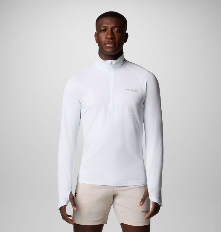 Men's Summit Valley Long Sleeve Half Zip Shirt, Color: White, image 1