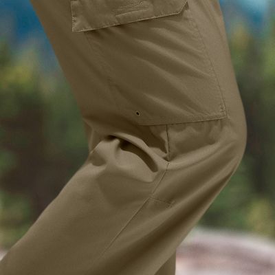 Model bending at the knee to show how the seam provides room to move.