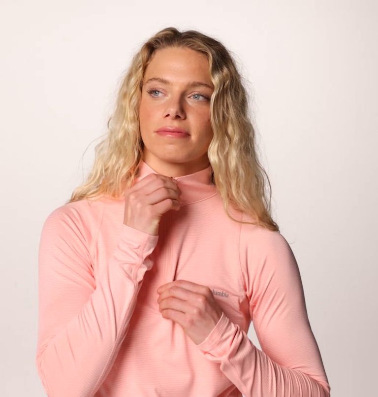 Sudadera con media cremallera Weekend Ascent para mujer, Color: Pink Sand