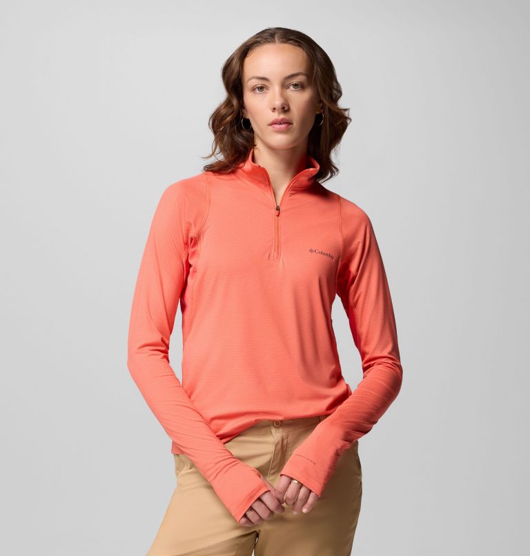 Women's Weekend Ascent Half Zip Shirt, Color: Zing, image 1