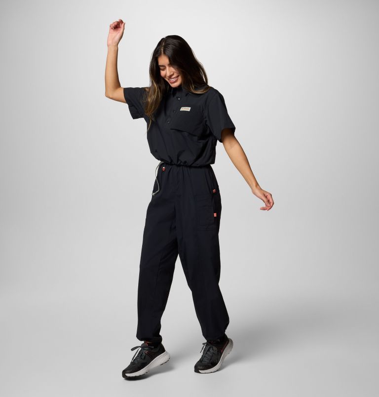 Women's Cove Beach Woven Cropped Short Sleeve Shirt, Color: Black, image 8