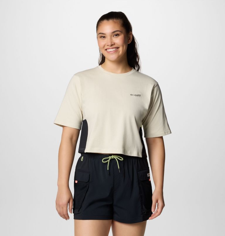 Women's PFG Open Water T-Shirt, Color: Stone, Black, image 1