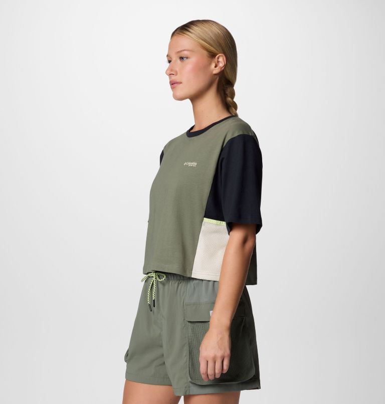 Women's PFG Open Water T-Shirt, Color: Cypress, Black, Stone, image 3