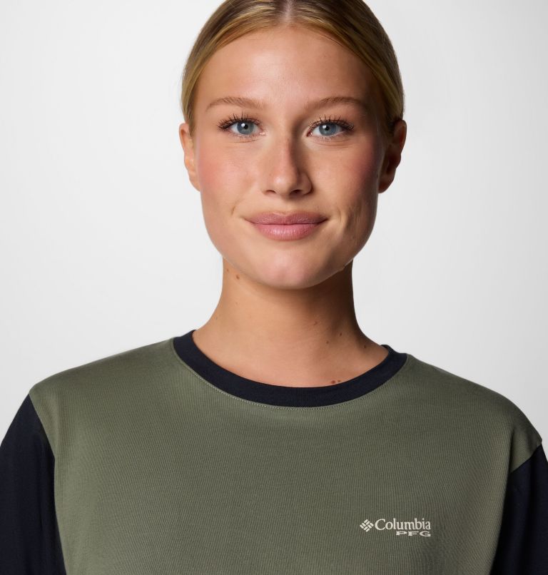 Women's PFG Open Water T-Shirt, Color: Cypress, Black, Stone, image 4