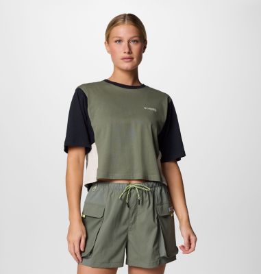 Women's PFG Open Water T-Shirt, Color: Cypress, Black, Stone, image 1