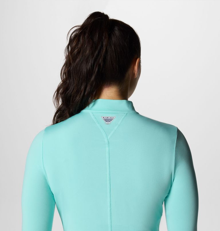 Women's PFG Open Water Cropped Quarter Zip Shirt, Color: Gulf Stream, image 5