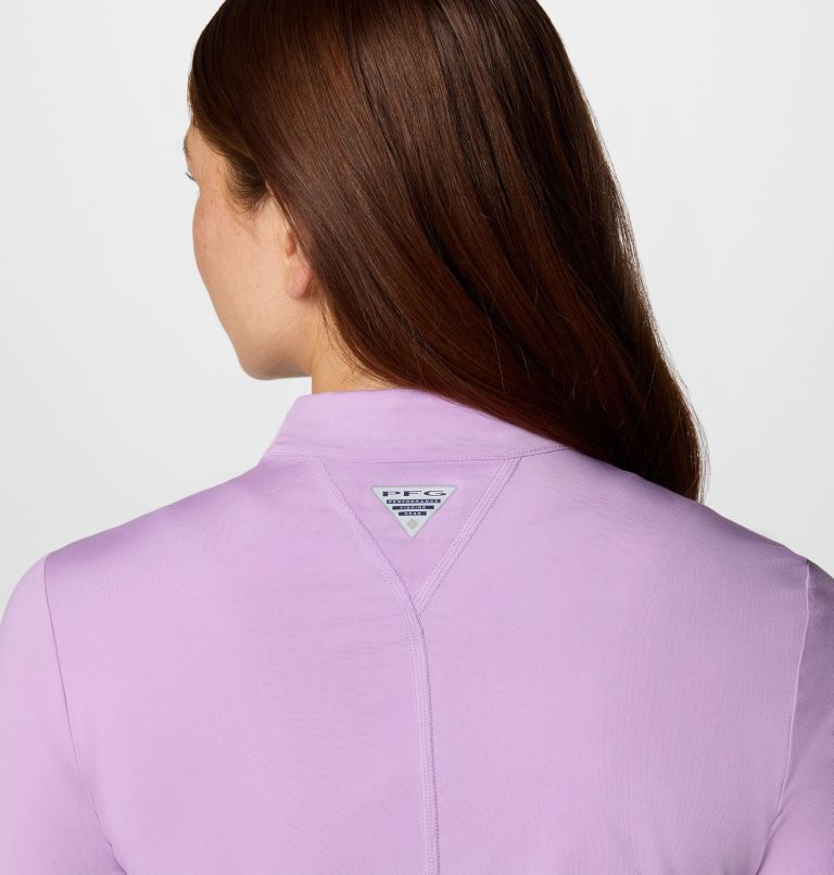 Camiseta corta de protección de manga larga con media cremallera PFG Open Water para mujer, Color: Hydrangea, image 5
