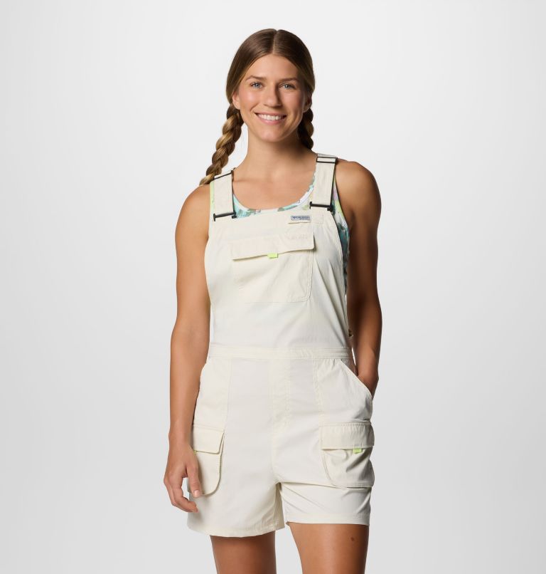 Women's PFG Open Water Short Overalls, Color: Stone, image 1