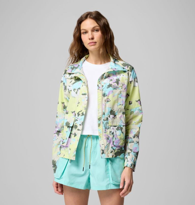 Women's PFG Open Water Windbreaker, Color: Spring Yellow Wildblooms, image 1