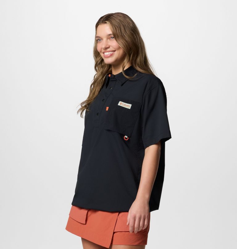 Cove Beach Kurzarm-Hemd aus Gewebe für Unisex, Color: Black, image 6